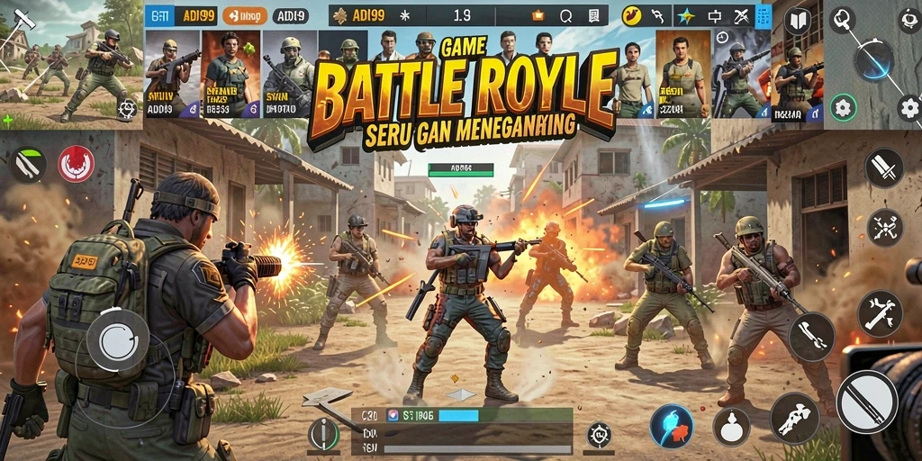 Tampilan gameplay seru ADI99 saat bertarung dalam Battle Royale.