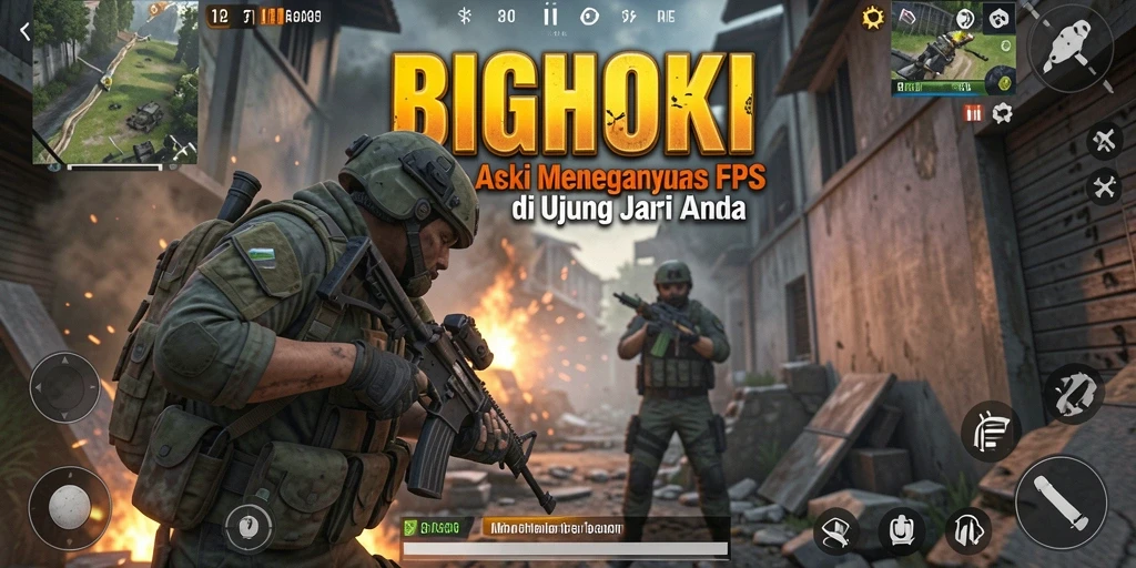 Tangkapan layar BIGHOKI menunjukkan aksi tembak-menembak yang intens dan mendebarkan.
