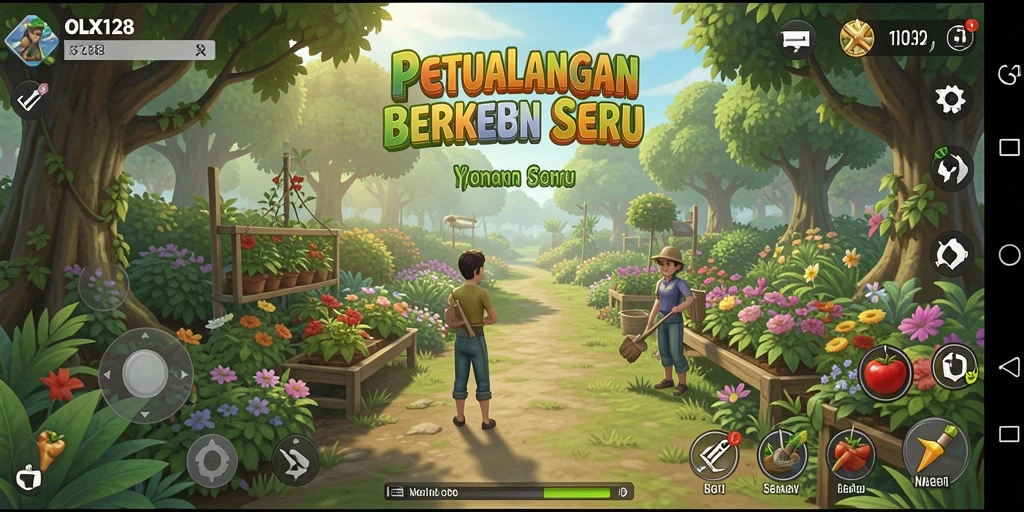 Tampilan screenshot OLX128 menampilkan pengalaman berkebun yang seru dan mengasyikkan.