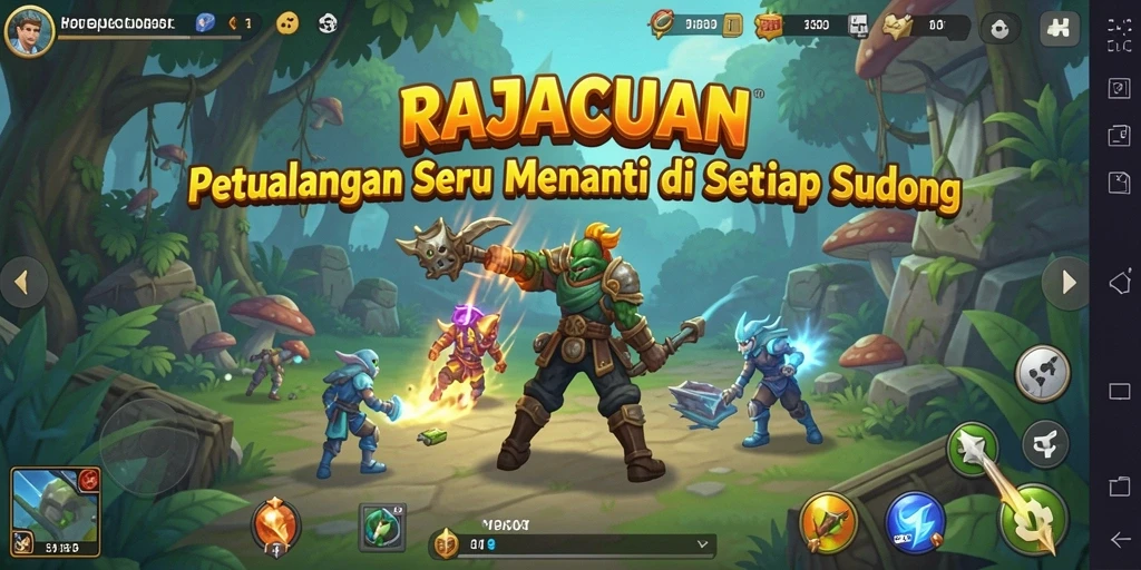 Tampilan gameplay RAJACUAN yang menarik dan mendebarkan dalam petualangan.