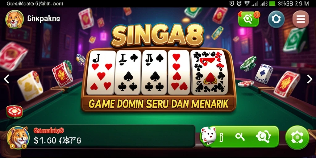 Tampilan gameplay SINGA8 dengan suasana permainan Domino yang menyenangkan.