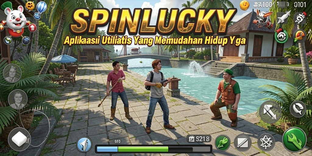 Tampilan utama SPINLUCKY dengan berbagai fitur utilitas yang mudah diakses.