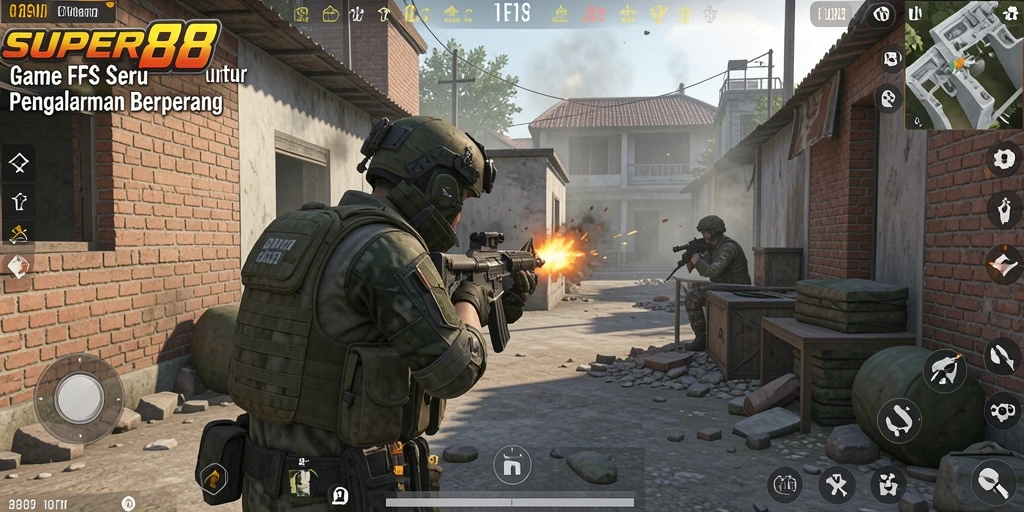 Gameplay seru di SUPER88 dengan aksi menembak yang intens.