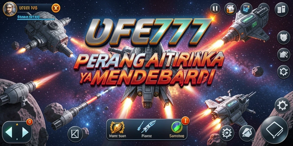 Tampilan gameplay seru dalam pertempuran luar angkasa di UFO777.
